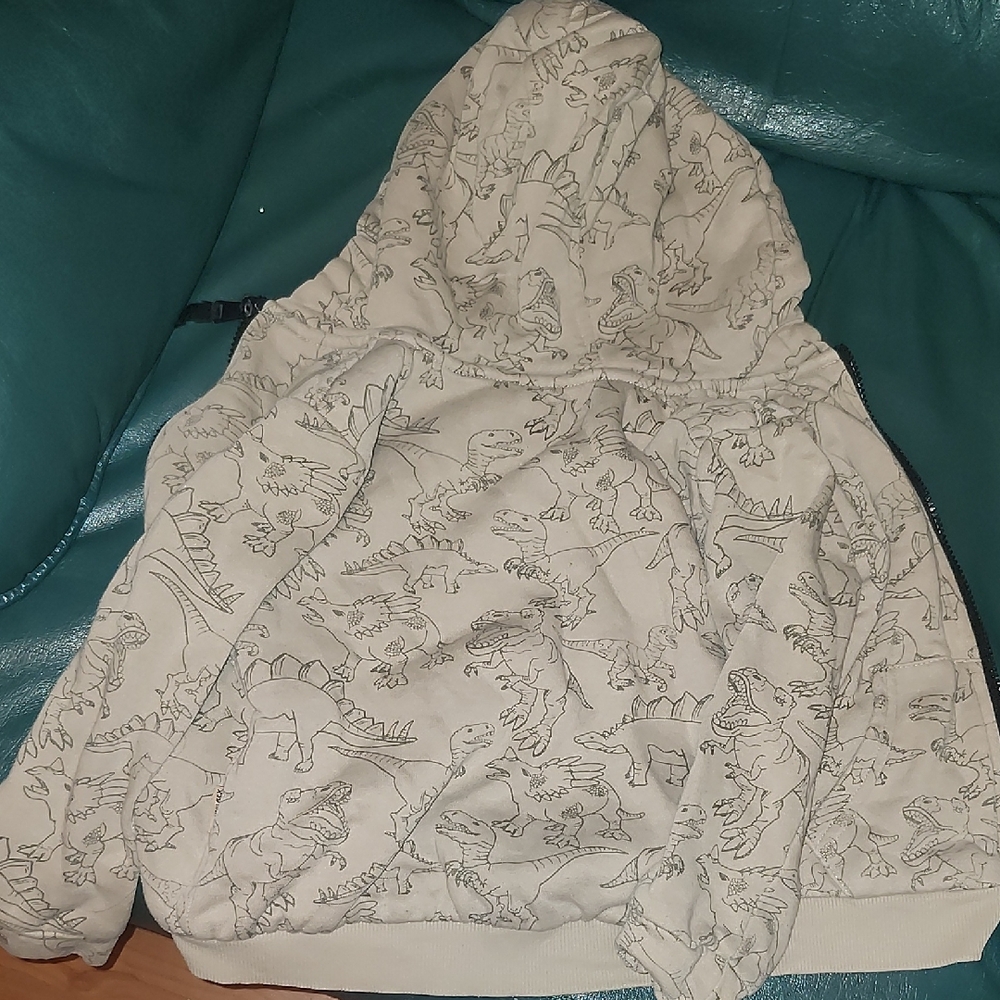 Kids Dinosaur Print Hoodie - Cream